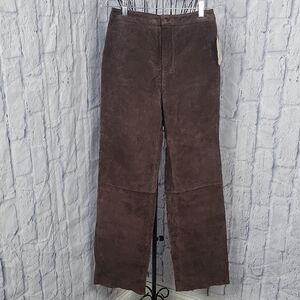 Passport Rich Chocolate Brown Suede Leather Pants‎ Size 6 NWT